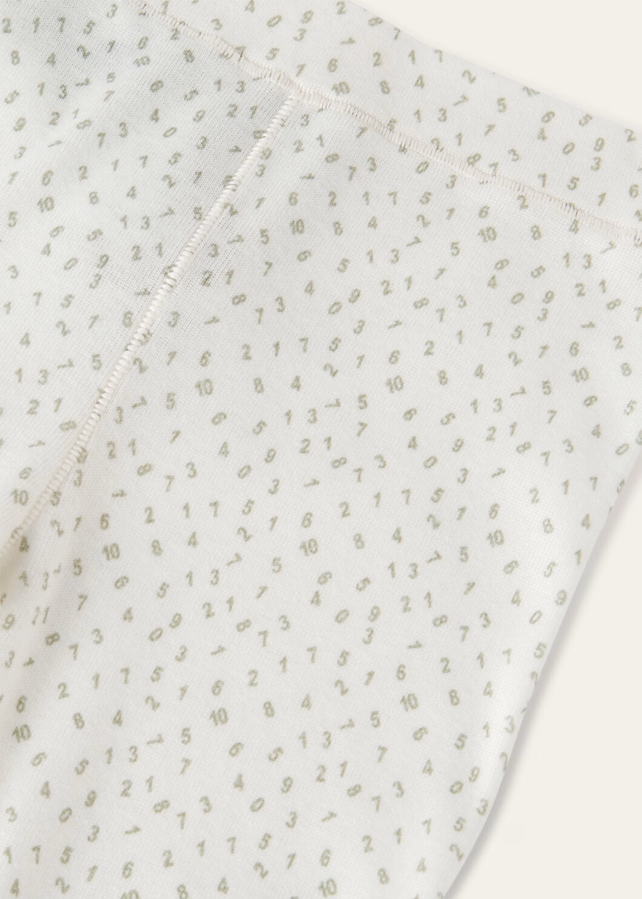 Little Numbers Fancy White/Sagerbrush Leaves katoenen broek