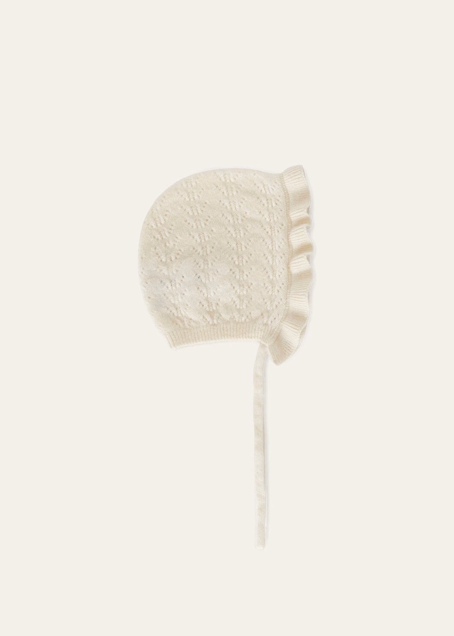 Blossom Baby Bonnet Kasjmier Natuurlijk Wit Kasjmier