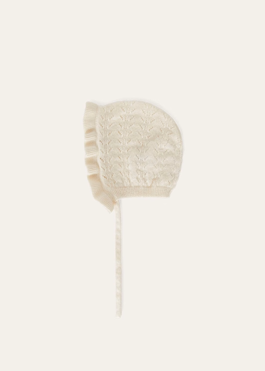 Blossom Baby Bonnet Kasjmier Natuurlijk Wit Kasjmier