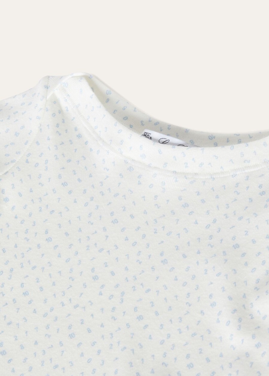 little numbers katoenen trui met ronde hals witlichtblauw