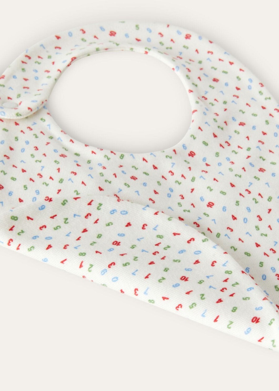 baby little numbers katoenen slabbetje roodblauwgroen