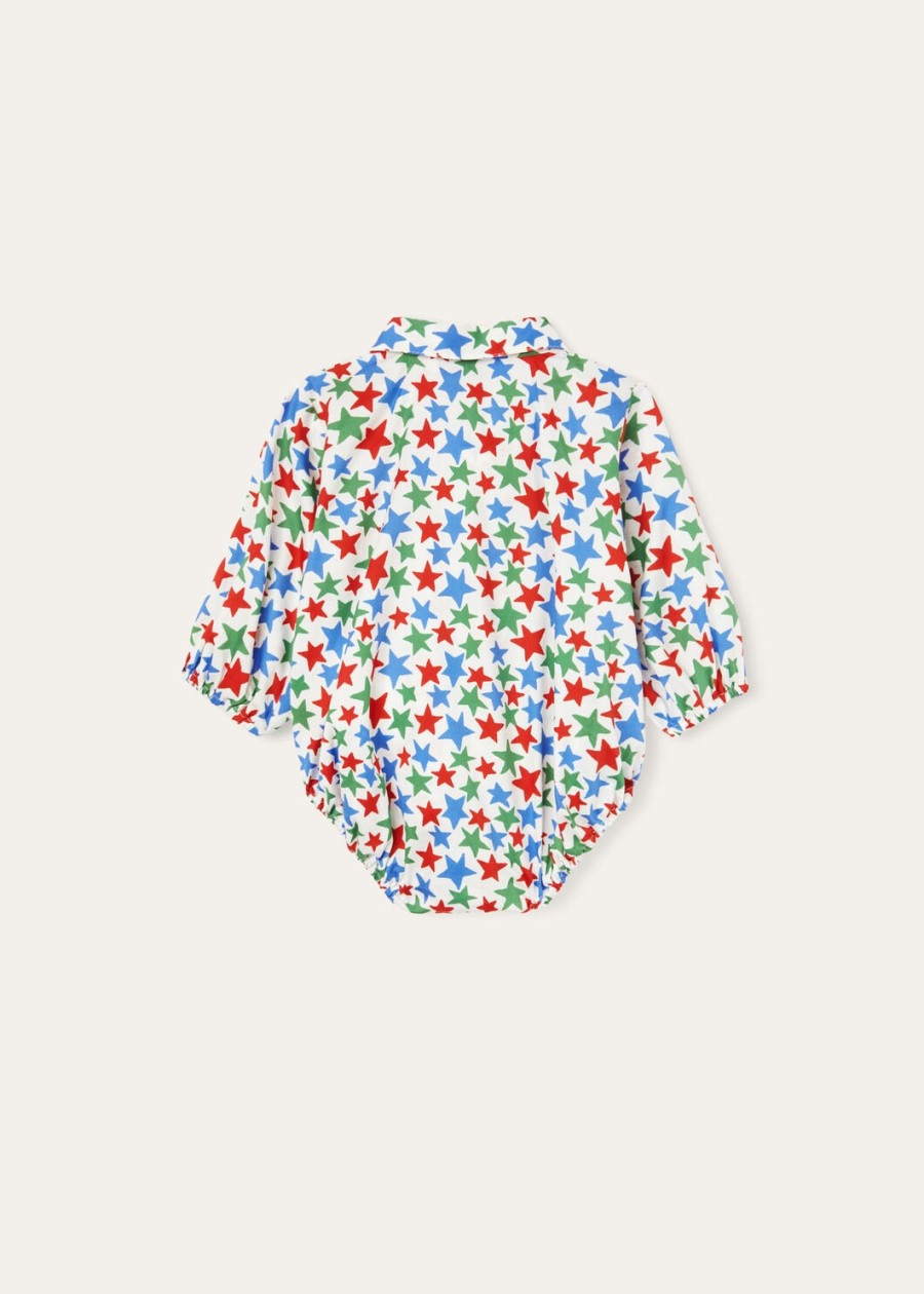 baby todd katoenen jumpsuit roodblauwgroen