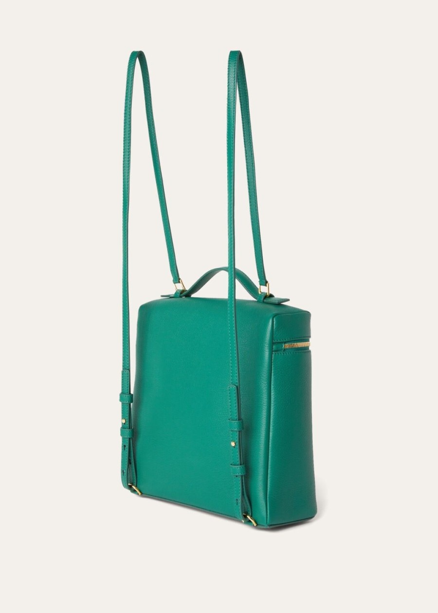 extra pocket backpack l23.5 forest leaves in generfd kalfsleer