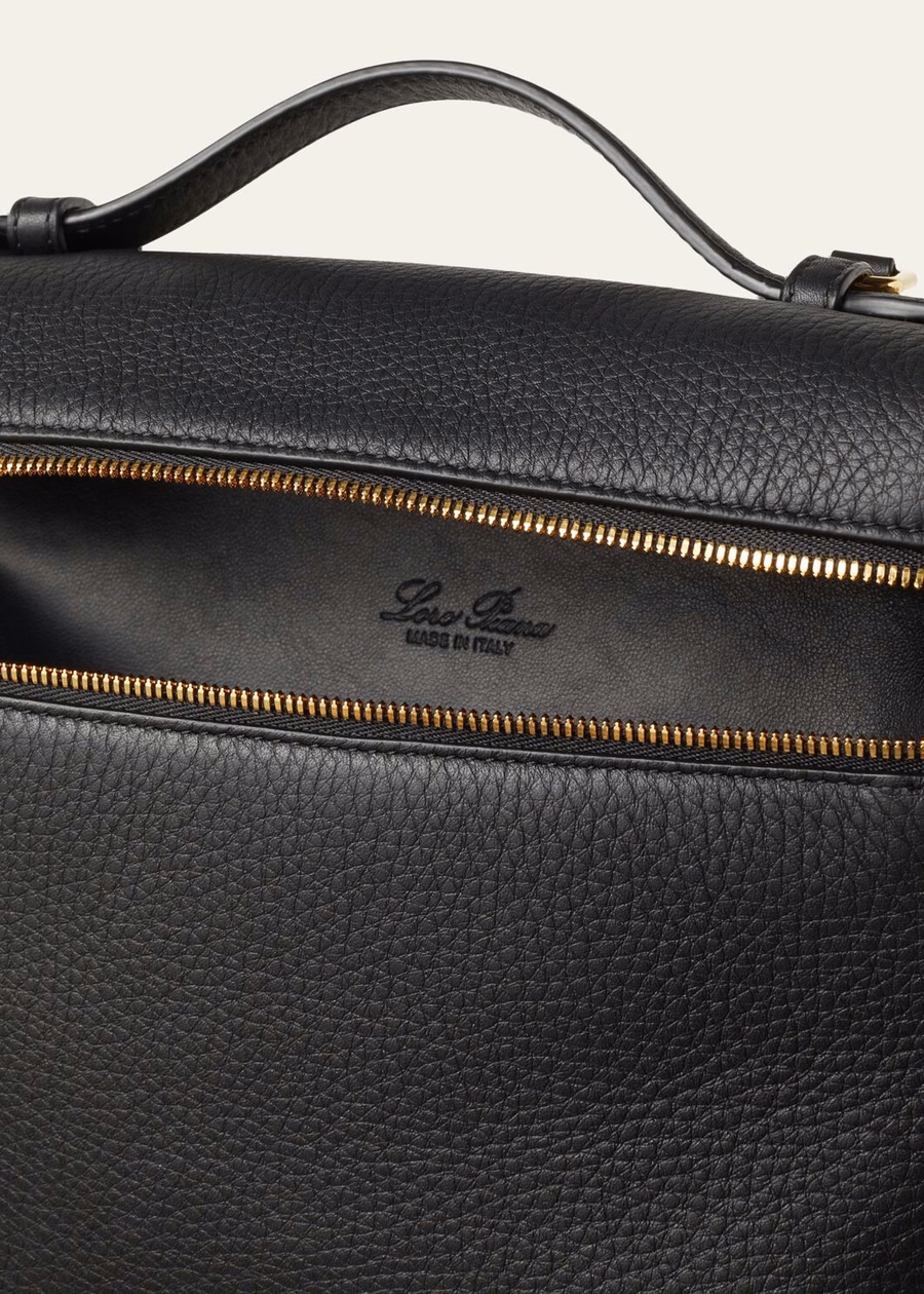 Extra Pocket Rugzak L23.5 Generfd Kalfsleer Zwart/Zon Goud