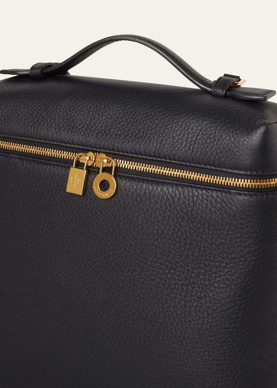 Extra Pocket Rugzak L23.5 Generfd Kalfsleer Zwart/Zon Goud