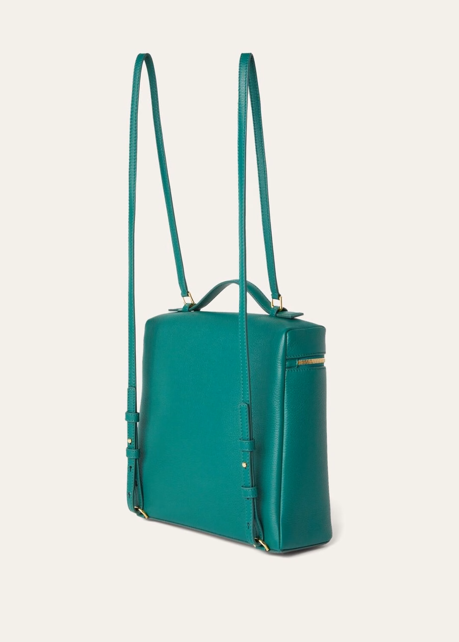 Extra Pocket Backpack L23.5 Forest Leaves in generfd kalfsleer