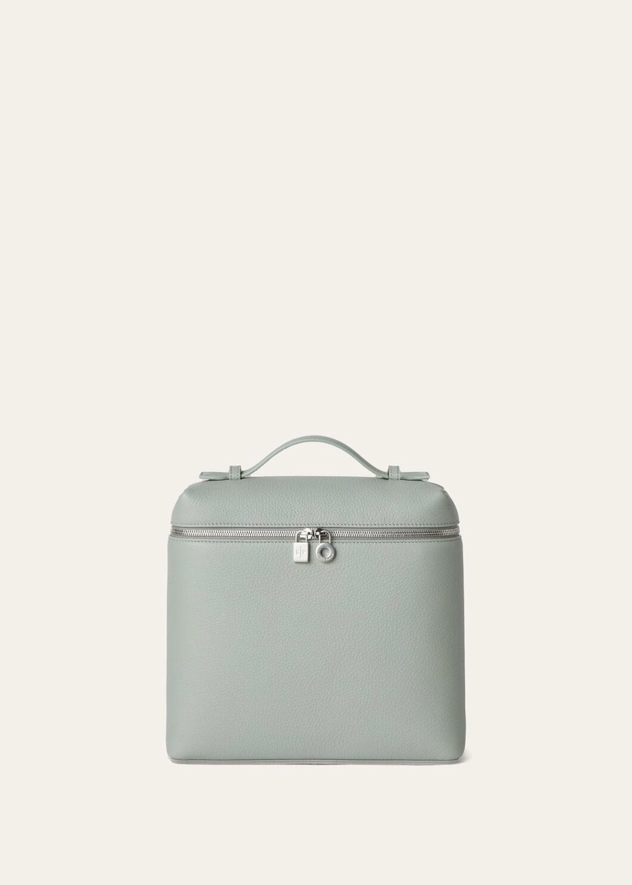 Extra Pocket Backpack L23.5 Eucalyptus, gemaakt van generfd kalfsleer