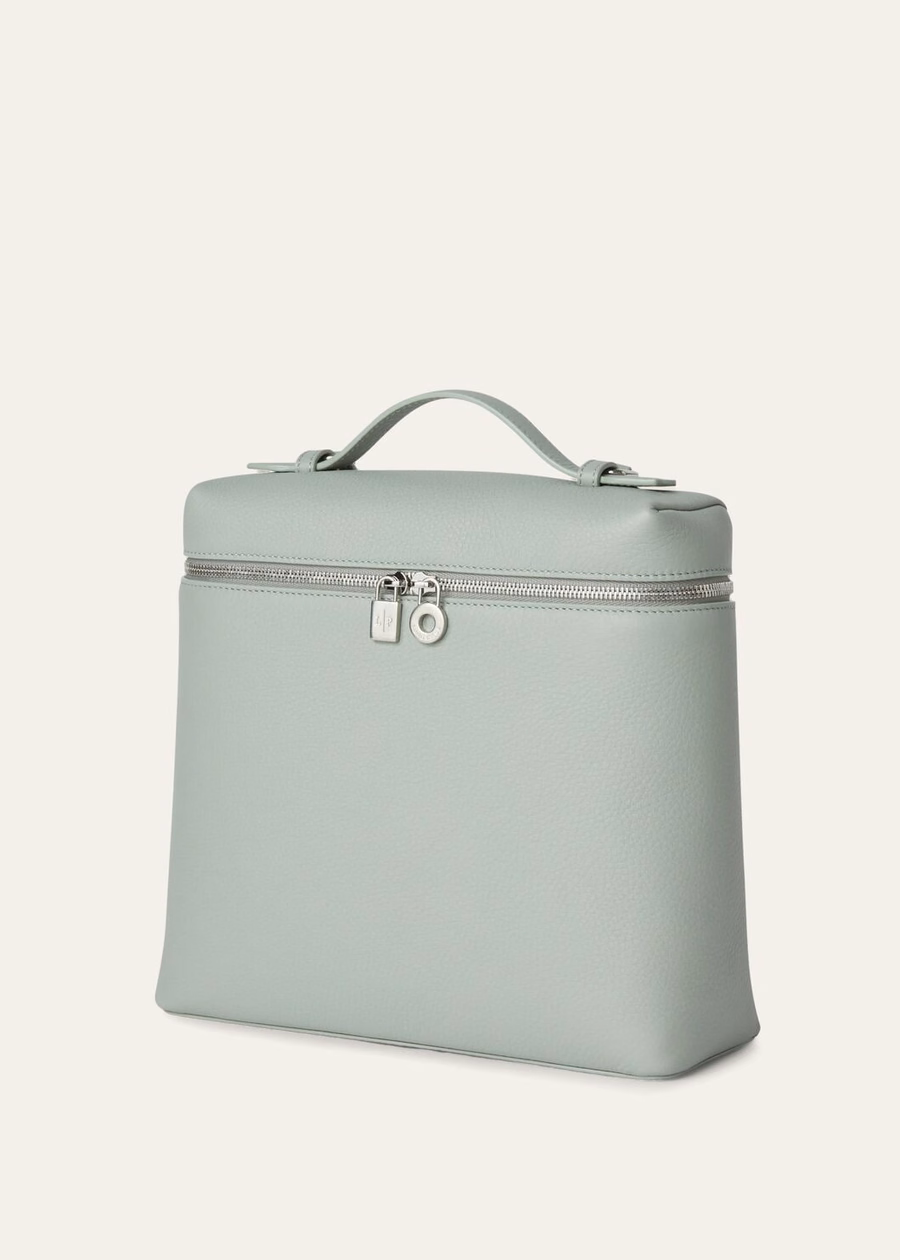 Extra Pocket Backpack L23.5 Eucalyptus, gemaakt van generfd kalfsleer