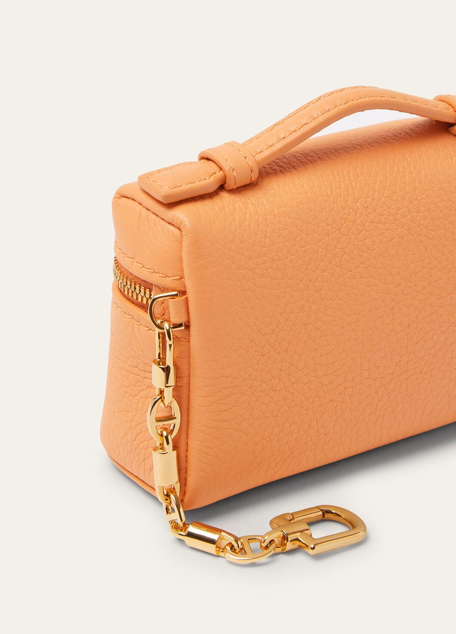 Extra zakhanger van generfd kalfsleer in de kleuren Carrot Pie/Sun Gold.