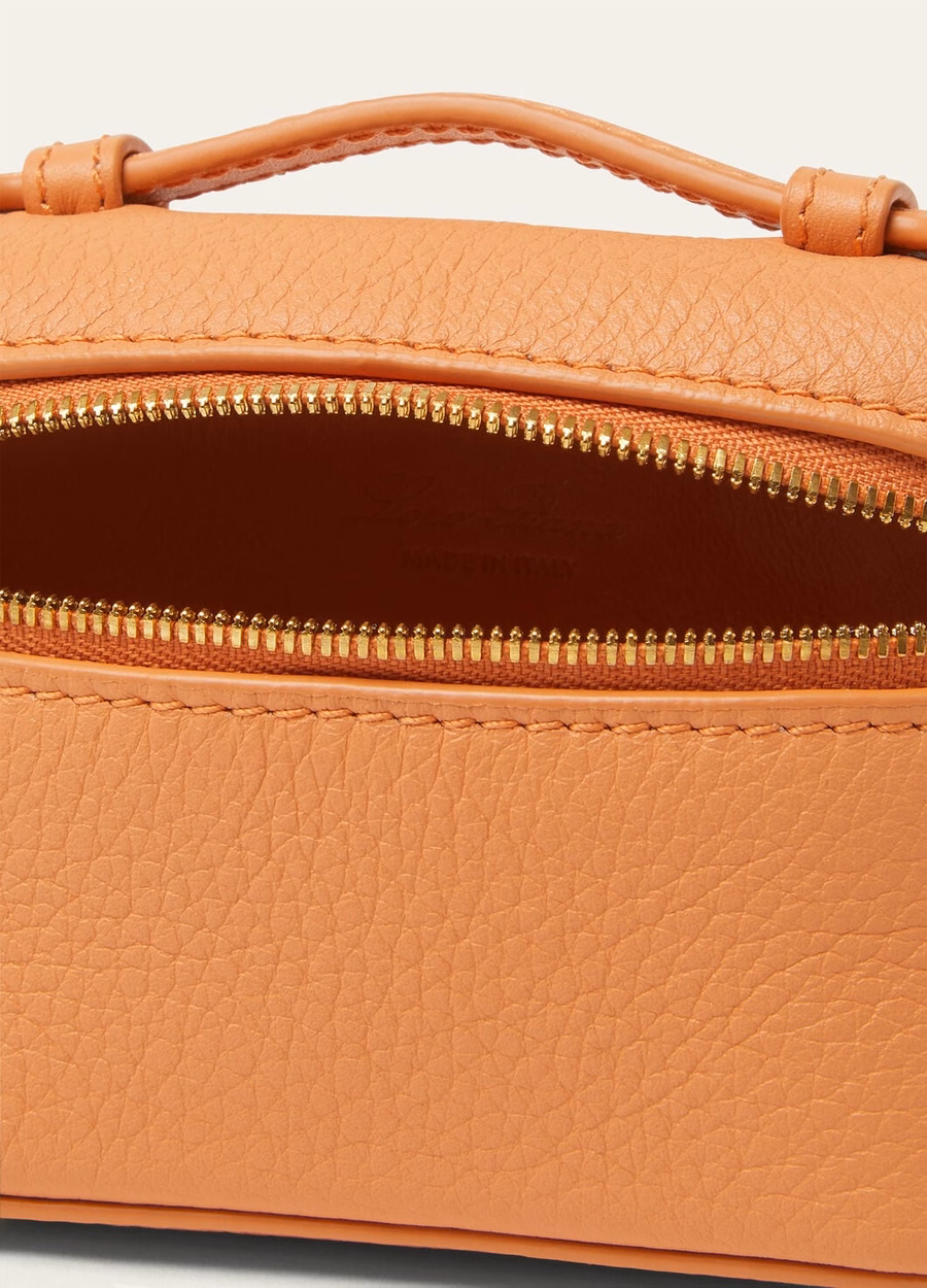 Extra zakhanger van generfd kalfsleer in de kleuren Carrot Pie/Sun Gold.