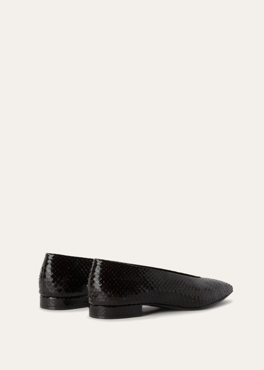 rebecca ballerinas van pythonleer in chocoladekleur