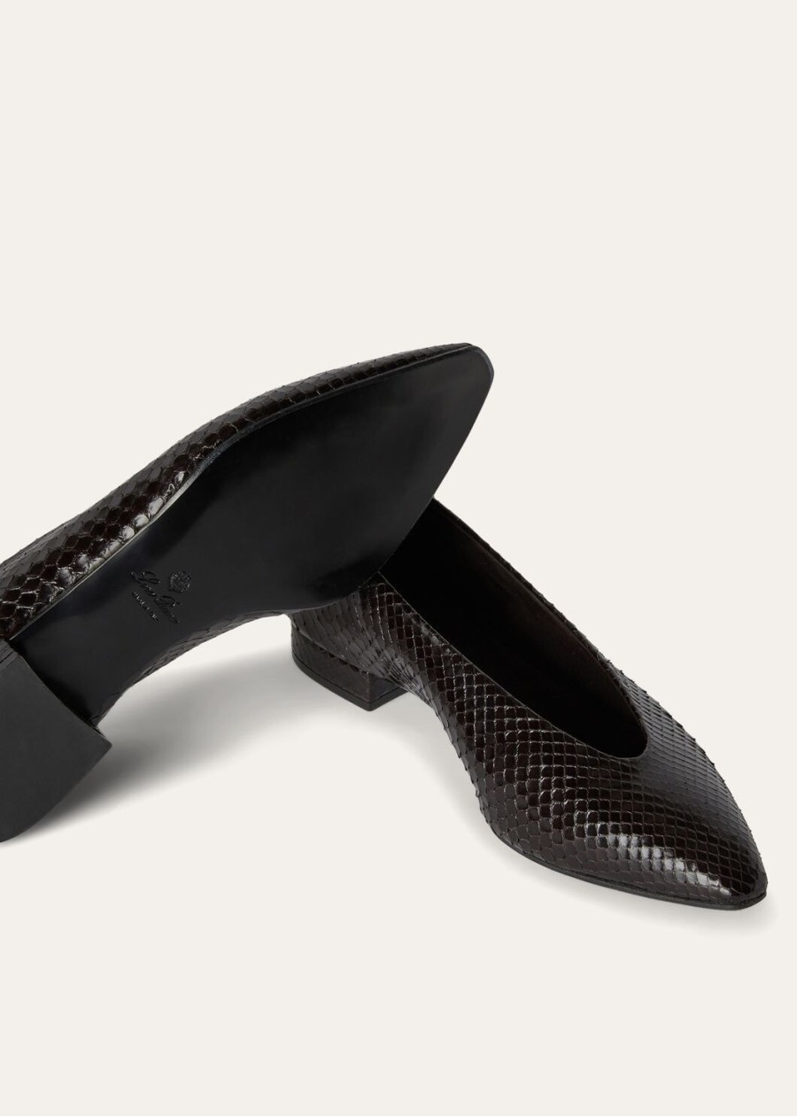 rebecca ballerinas van pythonleer in chocoladekleur