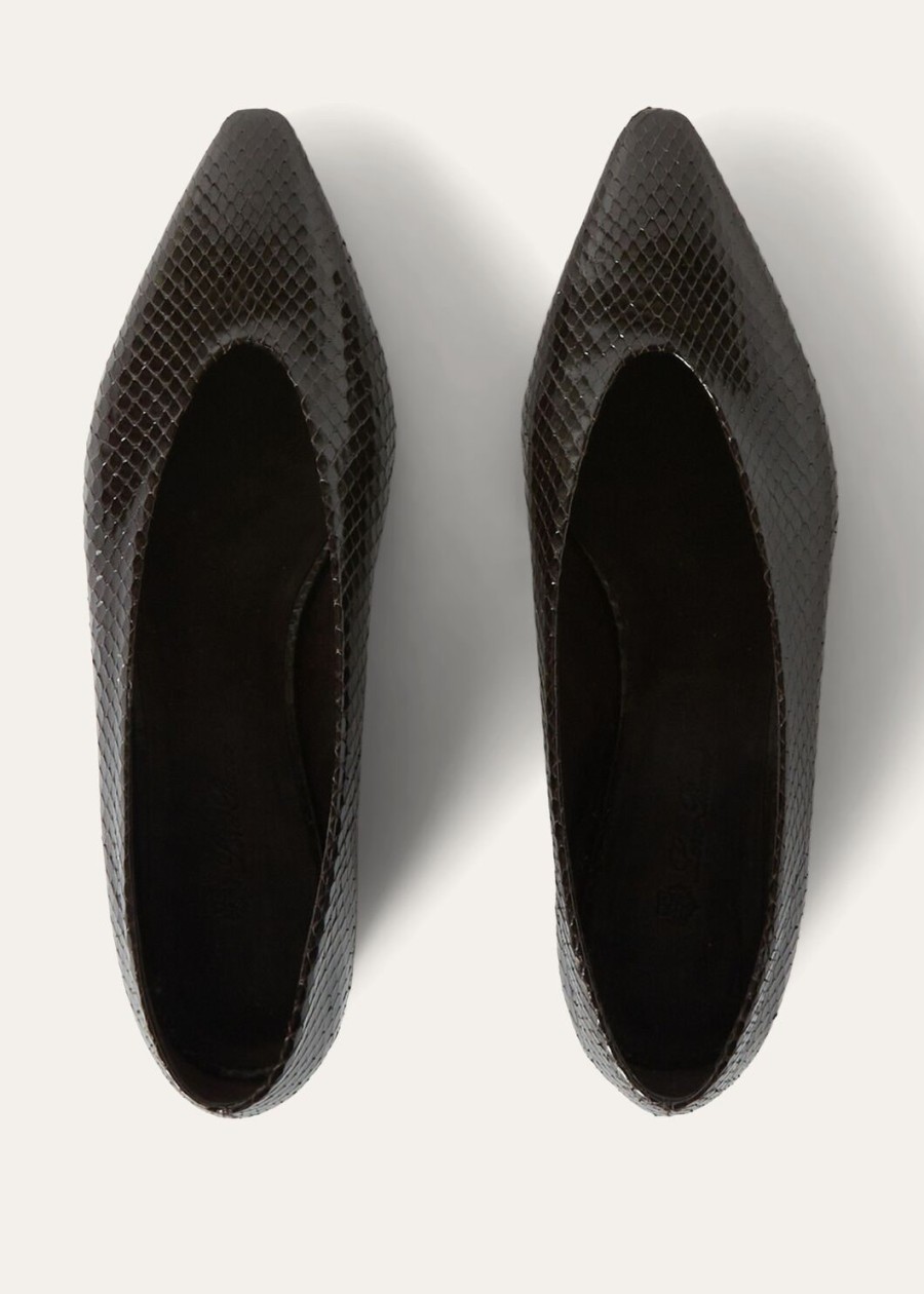 rebecca ballerinas van pythonleer in chocoladekleur