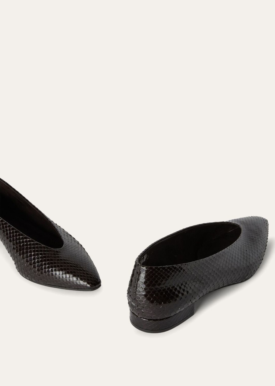 rebecca ballerinas van pythonleer in chocoladekleur