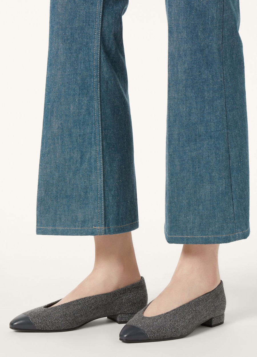 rebecca ballerina met neuskapje linnen kasjmier en scheerwol marineblauw