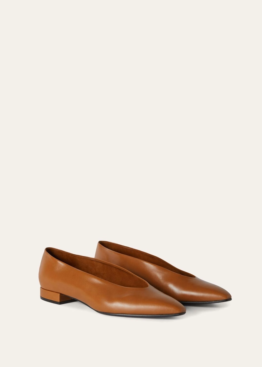 Rebecca balletflat zadel in bruin kalfsleer