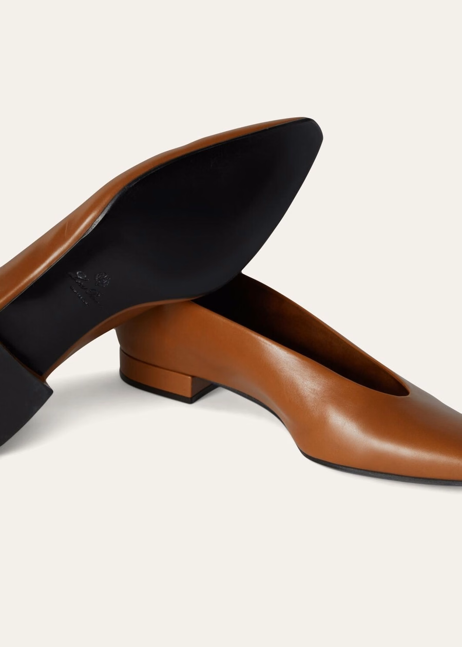 Rebecca balletflat zadel in bruin kalfsleer