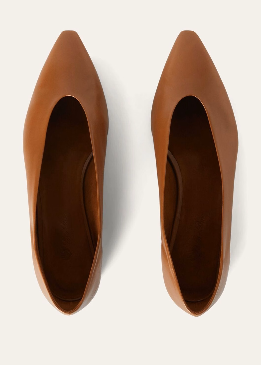 Rebecca balletflat zadel in bruin kalfsleer