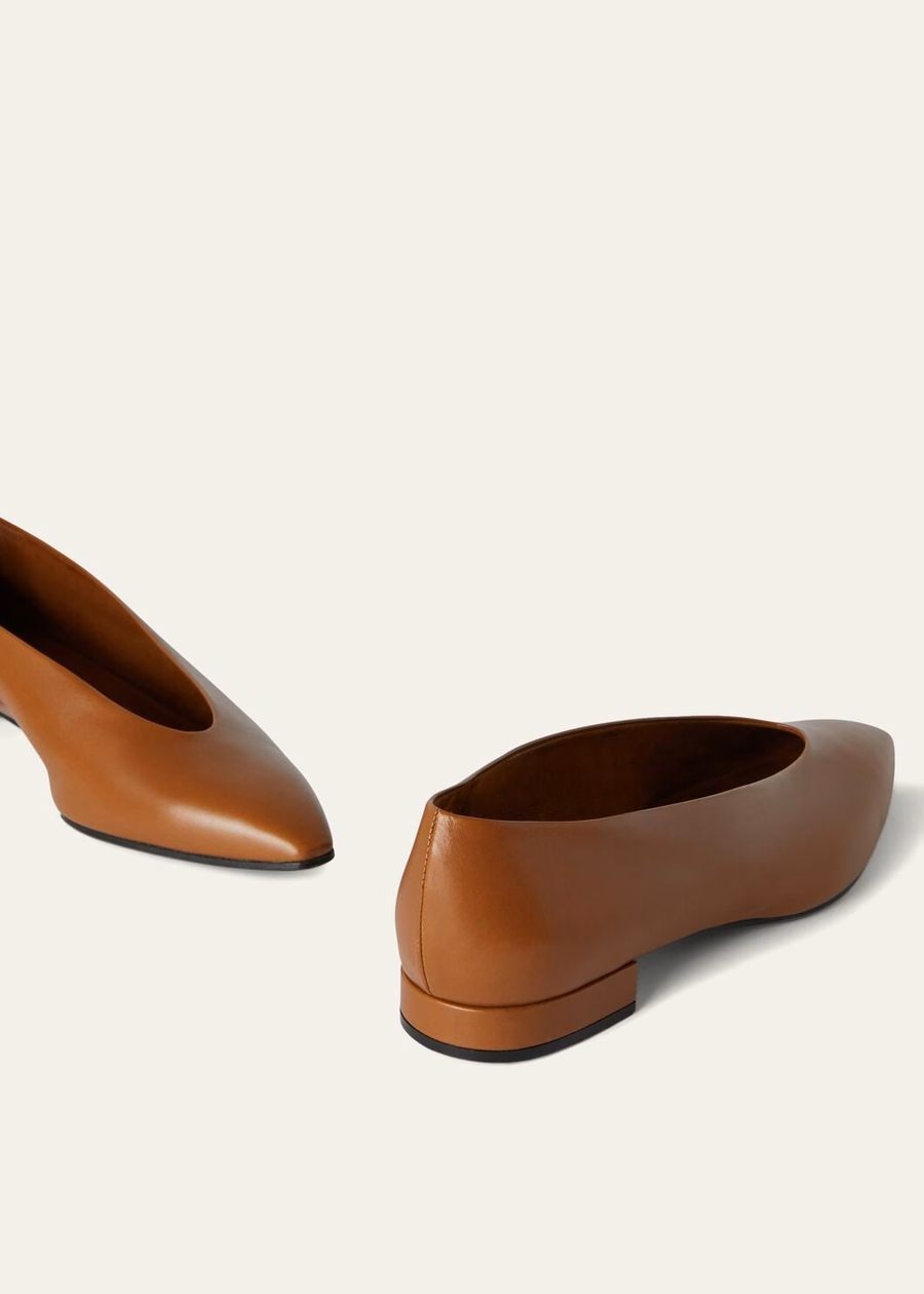 Rebecca balletflat zadel in bruin kalfsleer