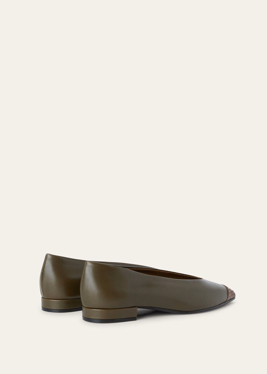 Rebecca ballerina van leer met Siciliaanse accenten/aardekleurige verbranding