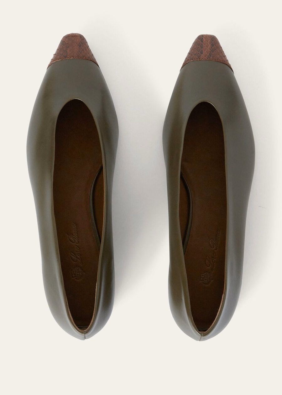 Rebecca ballerina van leer met Siciliaanse accenten/aardekleurige verbranding