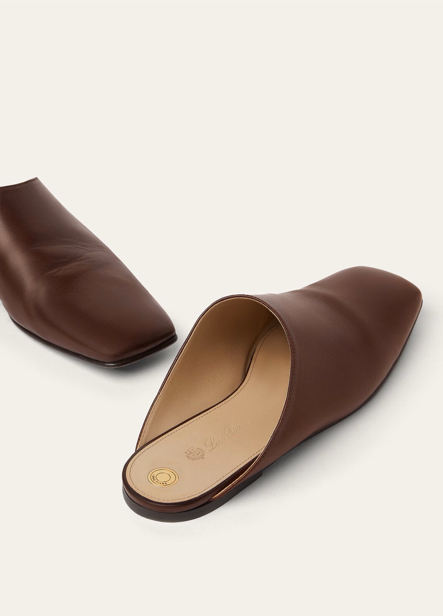 Alba Flat Mule Lam Poederbruin