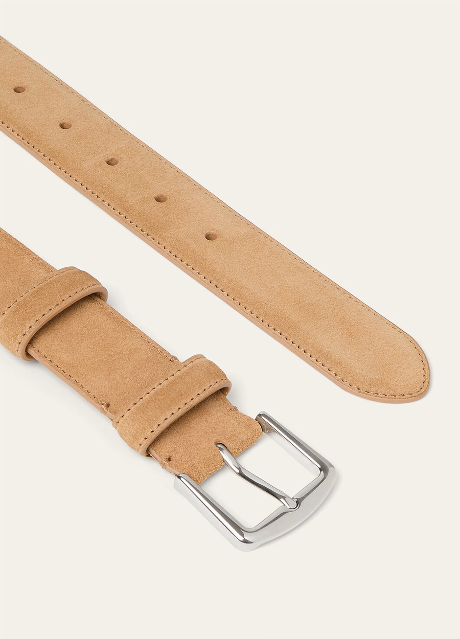 Alsavel Calf Split Classic Camel Suede Belt