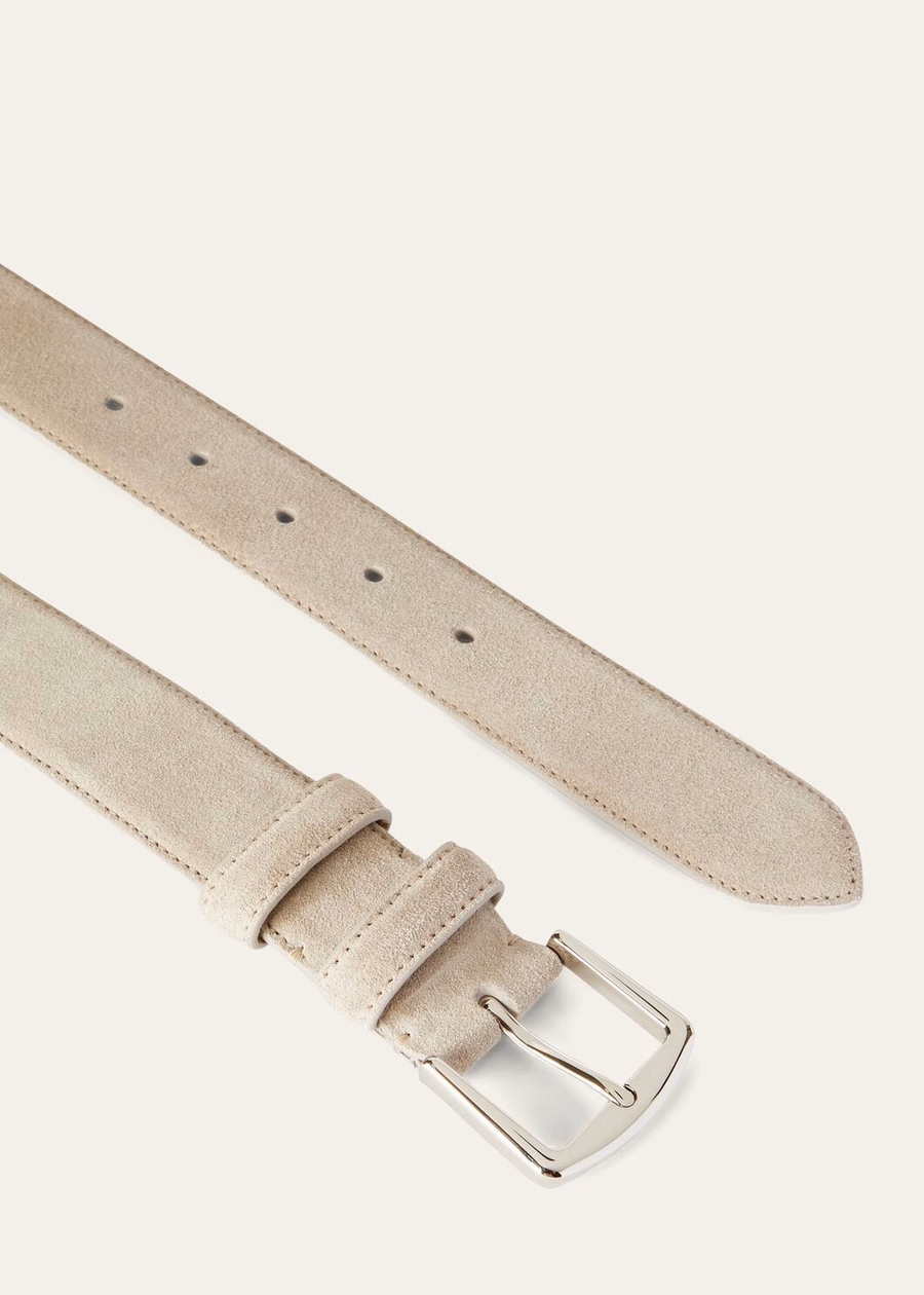 Alsavel Split Classic riem van kalfsleer suède in beige