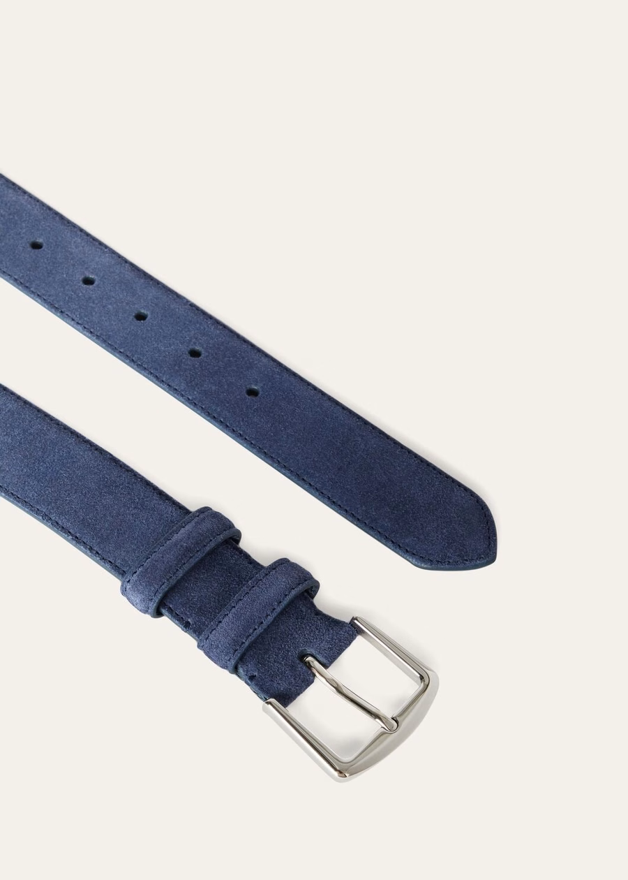 Alsavel kalfsleren split raceriem van suède, blauw