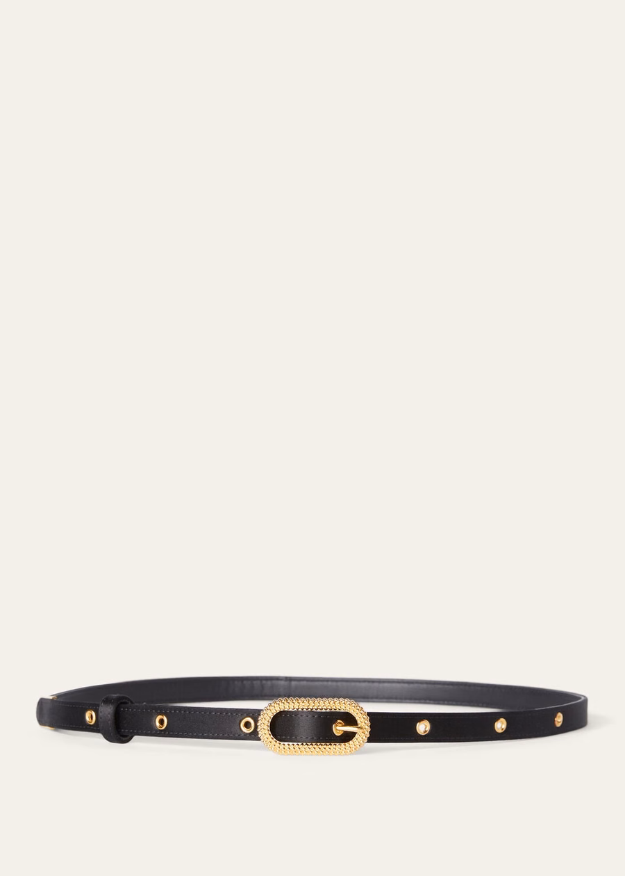 Bubbles zijden viscose riem met gesp, zwart/zonnegoud