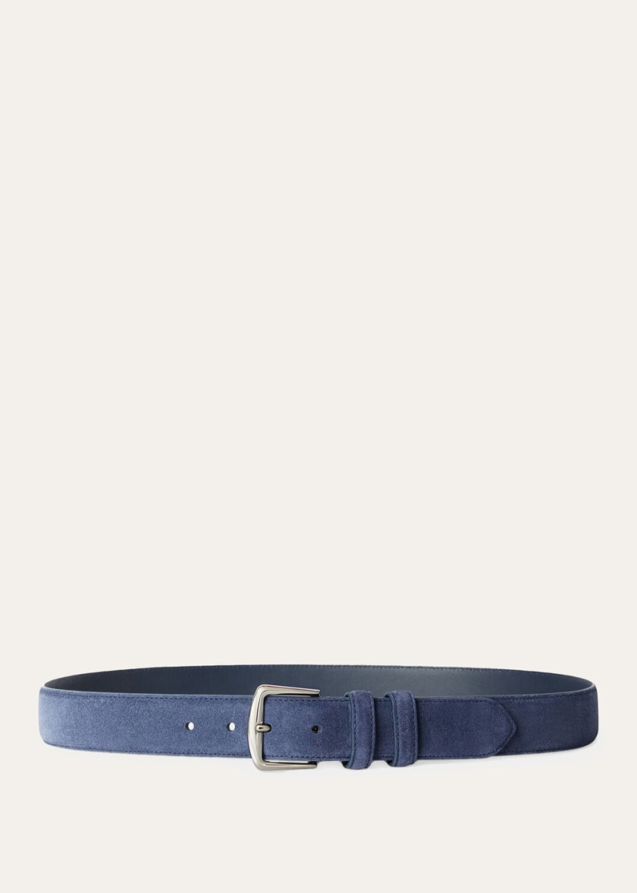 alsavel kalfsleren split raceriem van suède blauw