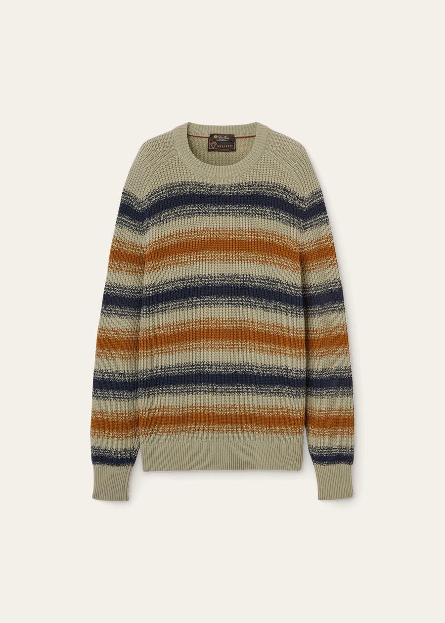 Belen Crew Neck Vicuña Arctische bladeren strepen