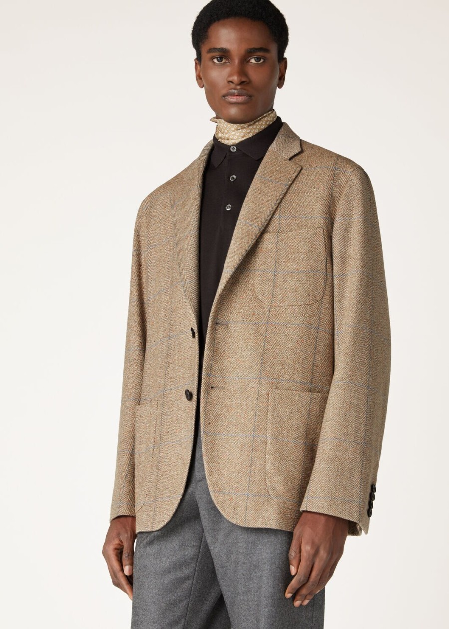 donato zijden kasjmier lichtgewicht tweed jas met cheviotprint