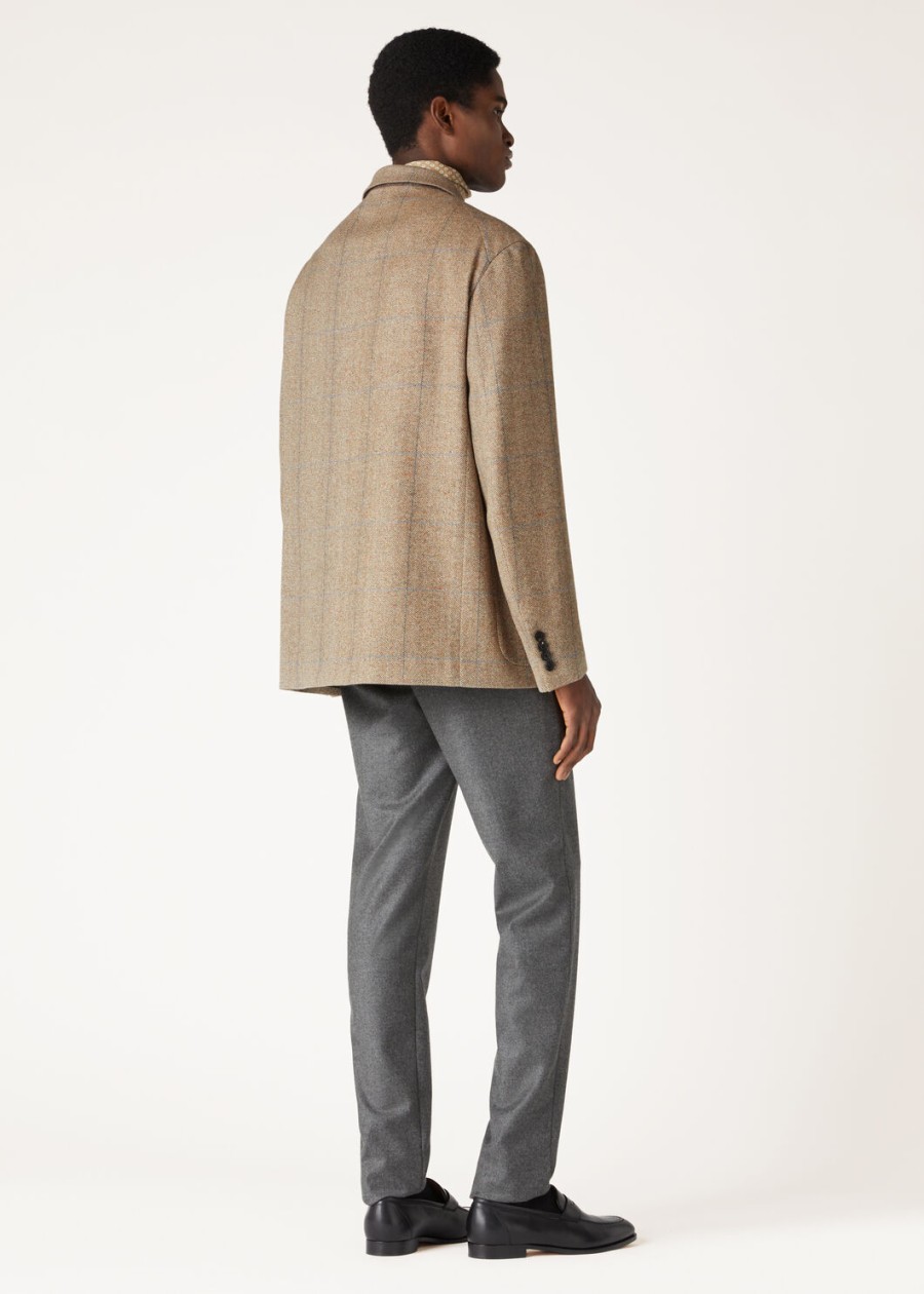 donato zijden kasjmier lichtgewicht tweed jas met cheviotprint