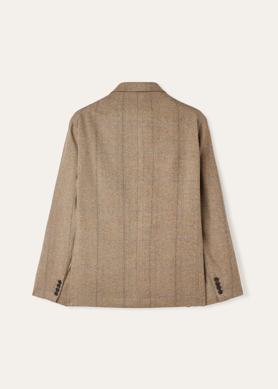 donato zijden kasjmier lichtgewicht tweed jas met cheviotprint