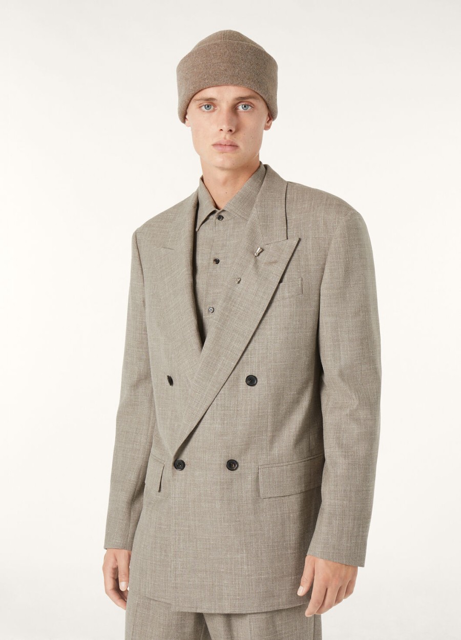 everton linen silk pecora nera berry brown jacket