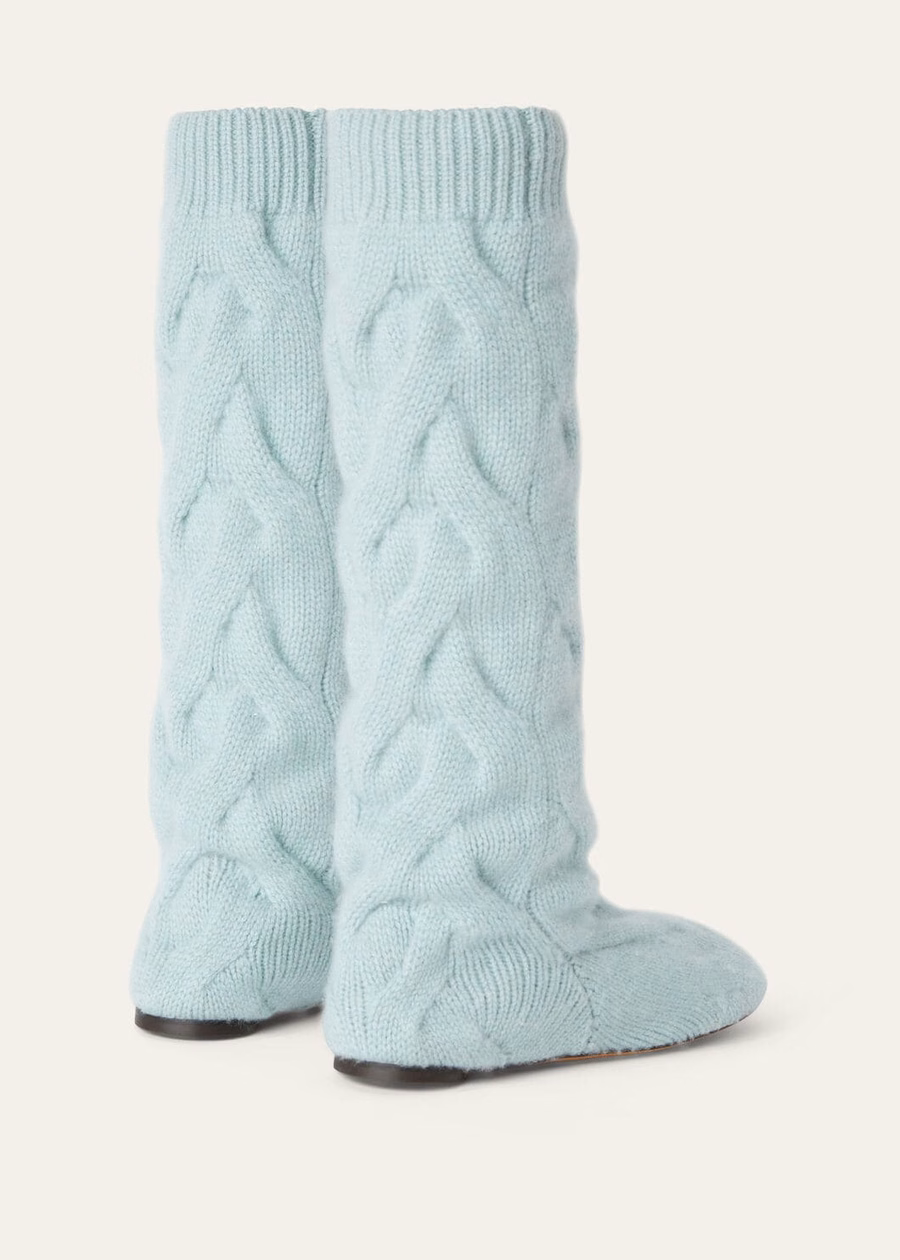 Babypantoffels van kasjmier met een coconmotief, Langhe groen gemêleerd