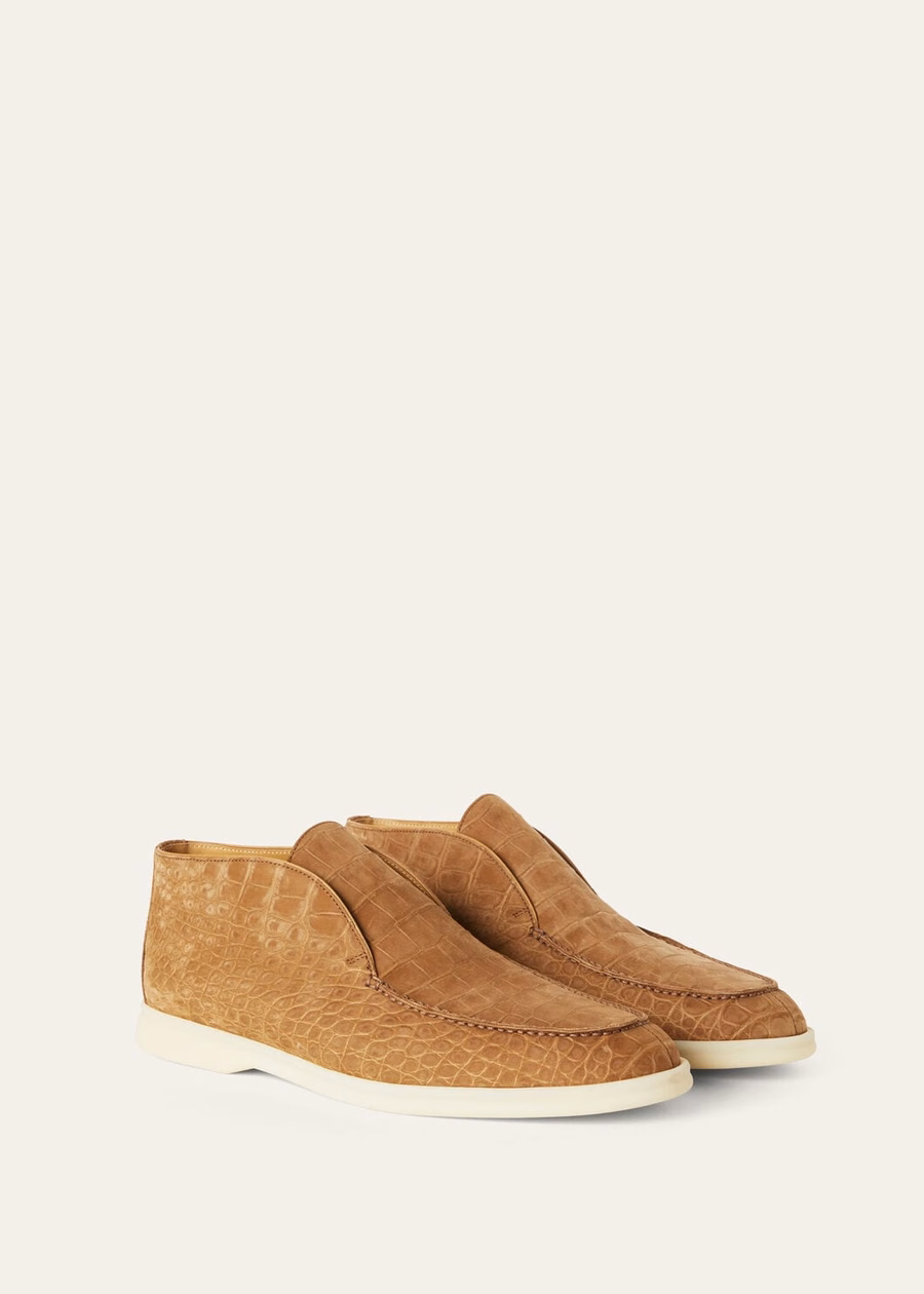 Open Walk laarzen van alligatorleer in de kleur Light Cuir