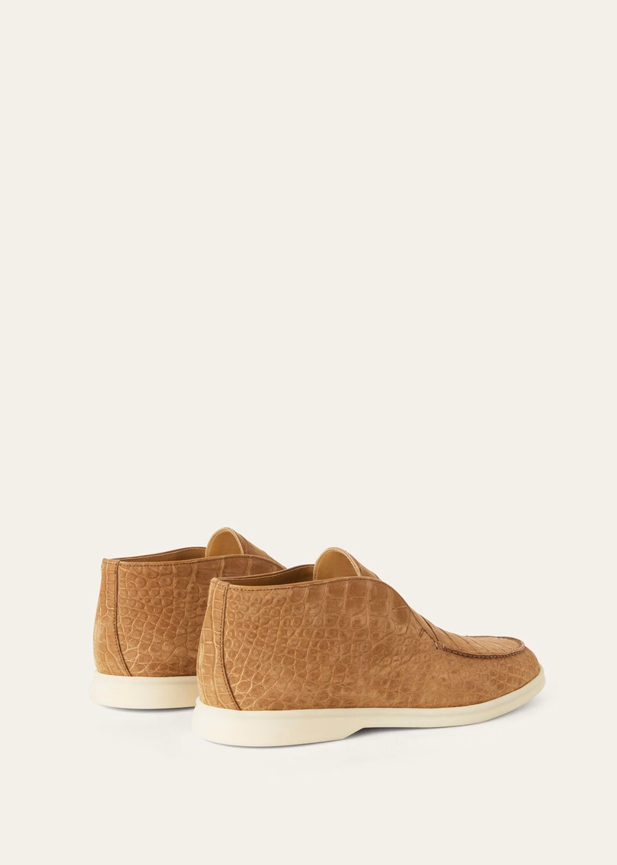 Open Walk laarzen van alligatorleer in de kleur Light Cuir