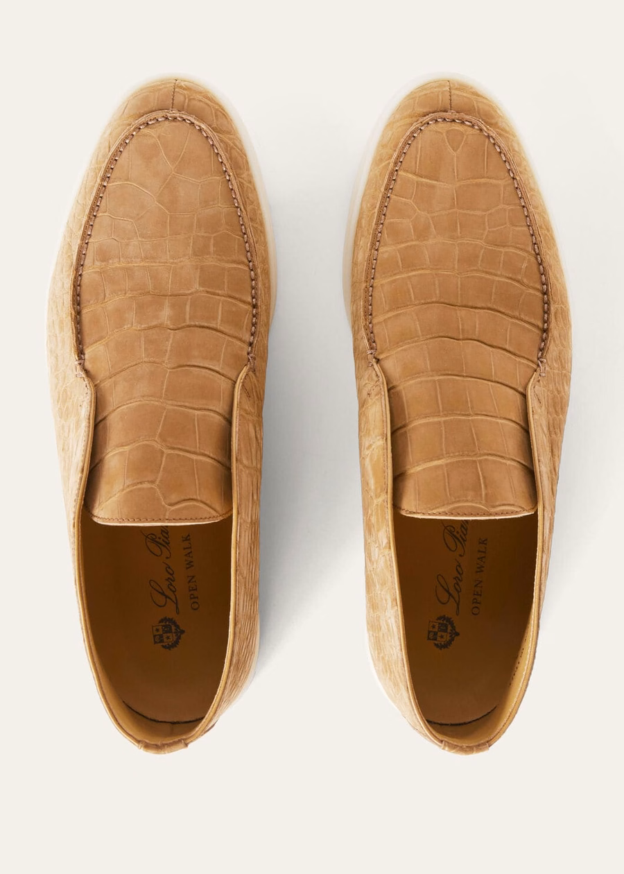 Open Walk laarzen van alligatorleer in de kleur Light Cuir