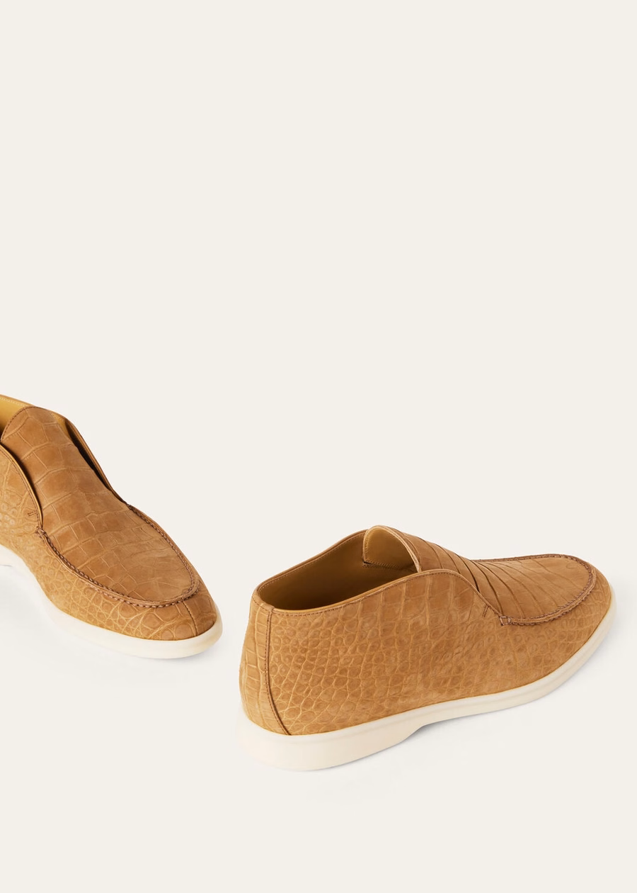 Open Walk laarzen van alligatorleer in de kleur Light Cuir