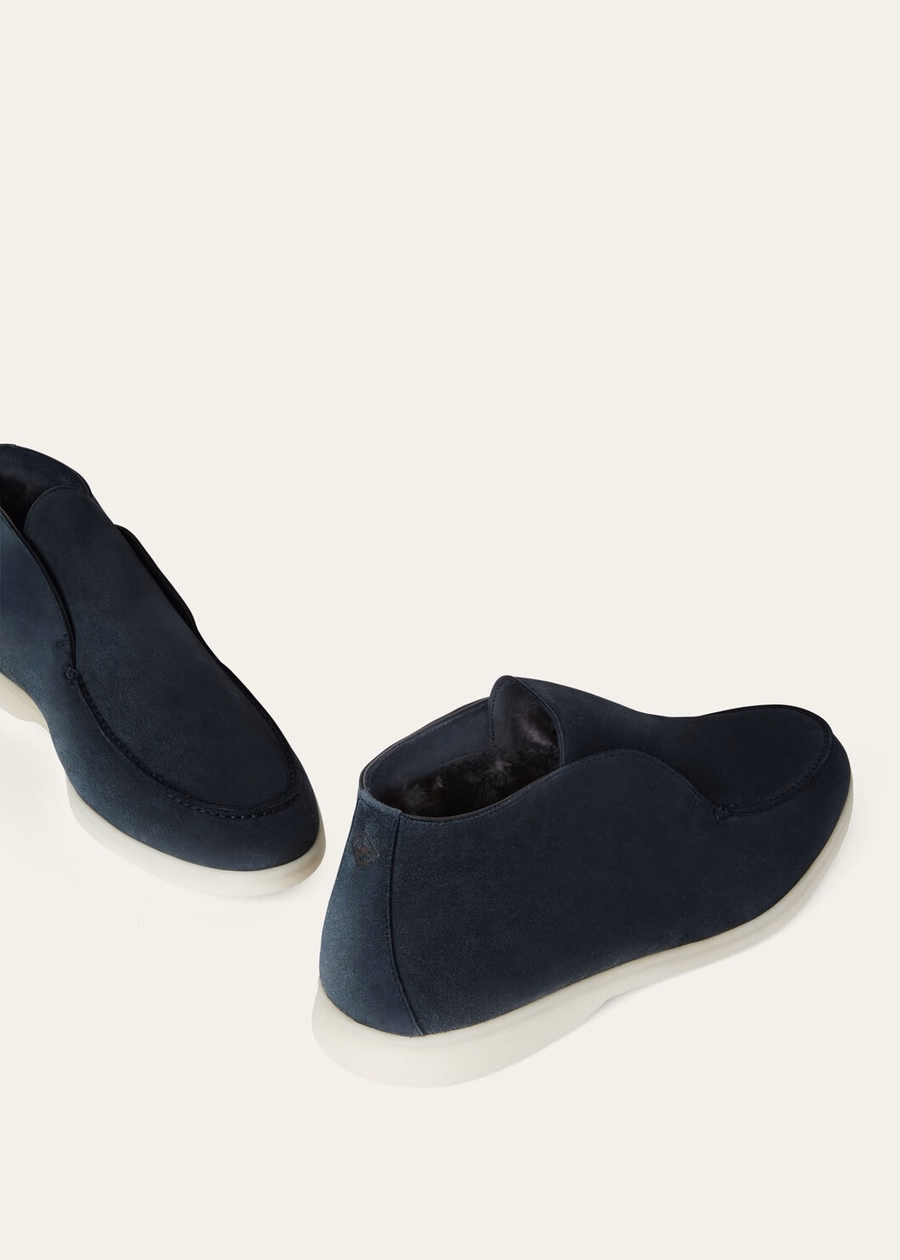Open Walk suède enkellaarsjes in mosgrijs