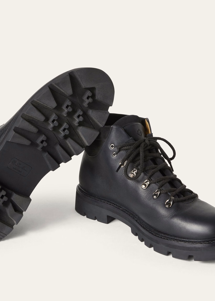 Beinn Walk zwarte enkellaarsjes van kalfsleer
