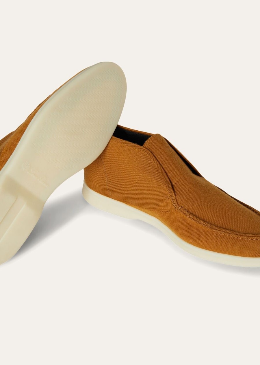 walk wish wollen enkellaarsjes met open breiwerk in de kleur new ocra