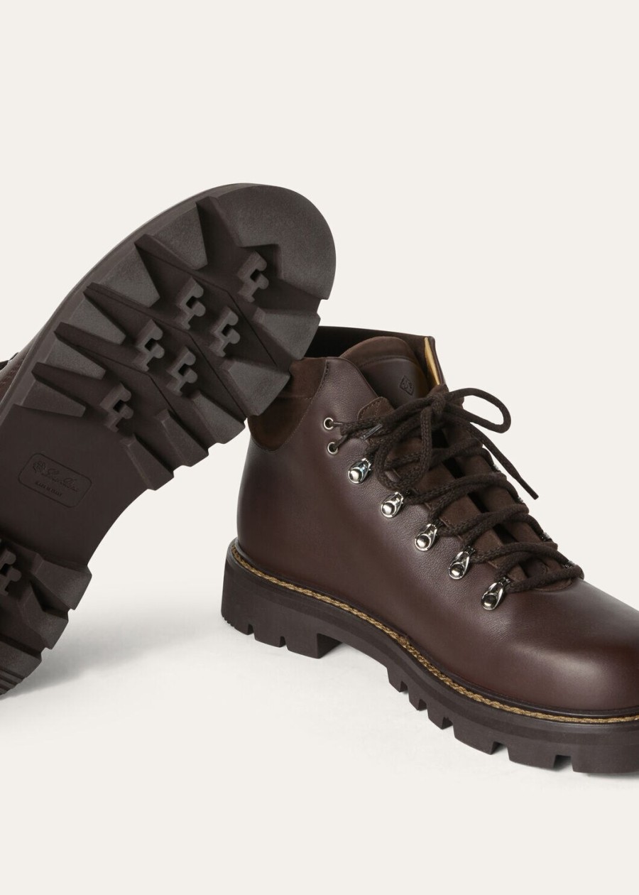 beinn walk enkellaarsjes van kalfsleer chocoladebruin