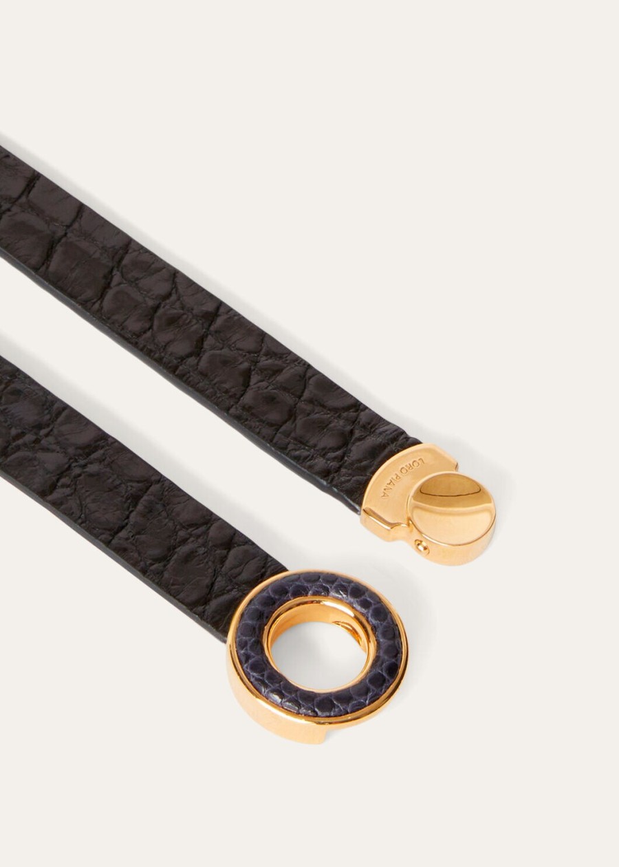 zwarterozijnkleurige ghiera armband van alligatorleer