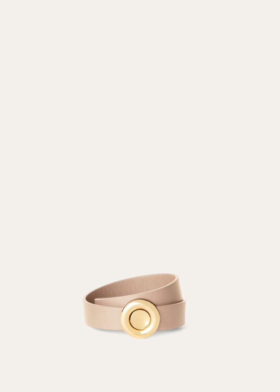rozegouden armband van kalfsleer met zonneveren