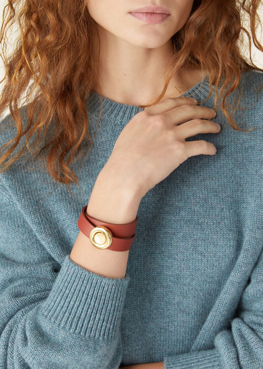 armband van diep kummel kalfsleer