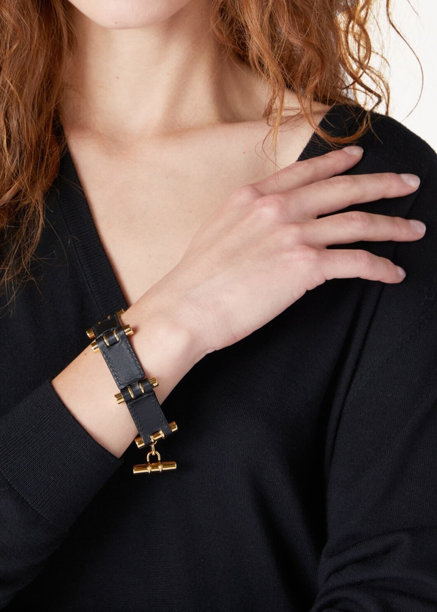 bale armband van zwart kalfsleer
