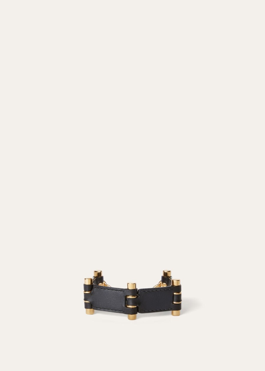 bale armband van zwart kalfsleer